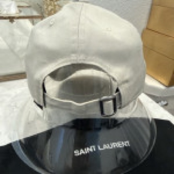 Saint Laurent Cream Baseball Cap with Black-Outlined Logo - Picture 3 of 4